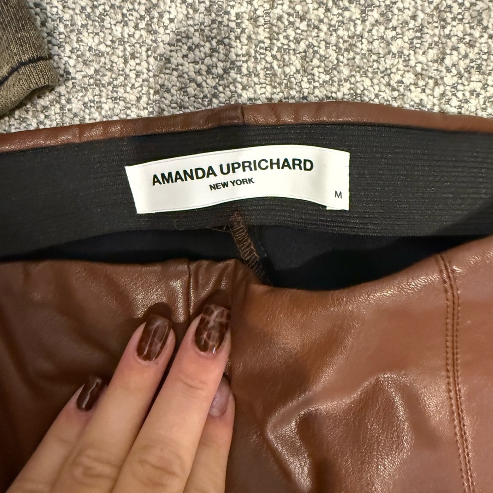 Amanda Uprichard Brown Leather Skinny Pants - Picture 3 of 3
